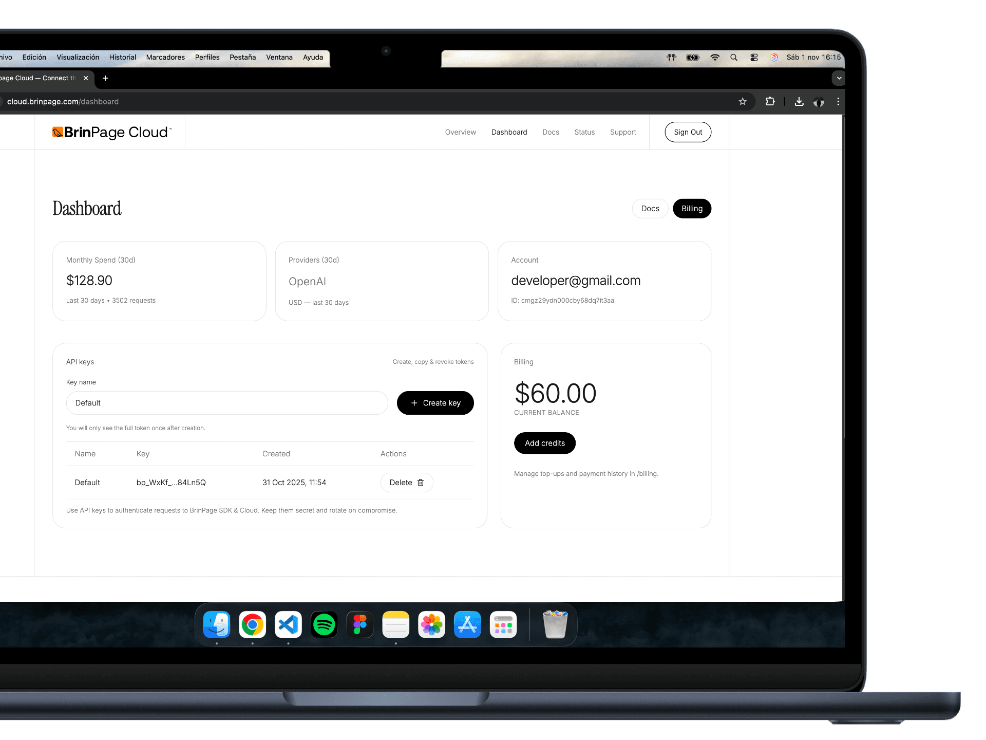 BrinPage Cloud dashboard preview